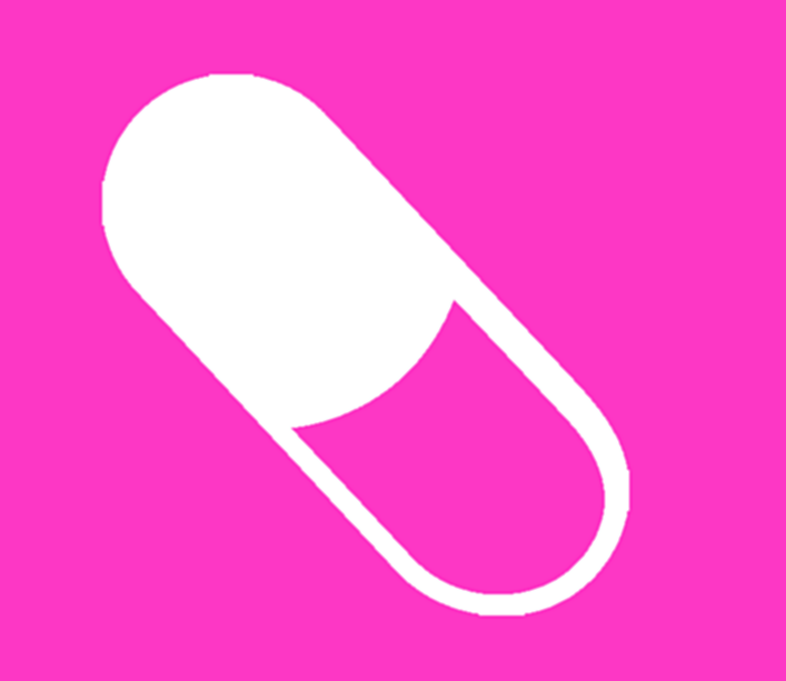 A white vector outline of a pill.